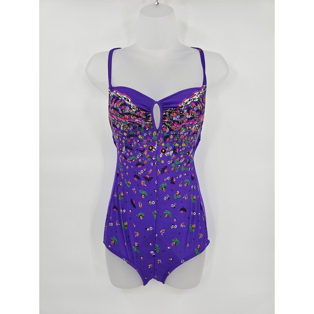 Vintage Sirena Women's Size 12 Purple Floral One-piece Swimsuit